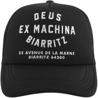 Shop Deus Ex Machina Biarritz Logo Trucker Cap Black