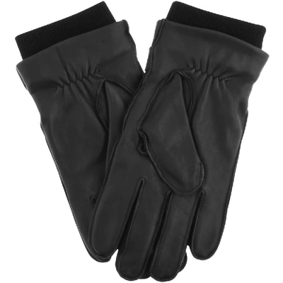 Shop Armani Collezioni Emporio Armani Leather Gloves Black