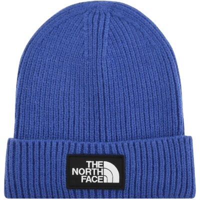 Shop The North Face Logo Beanie Hat Blue