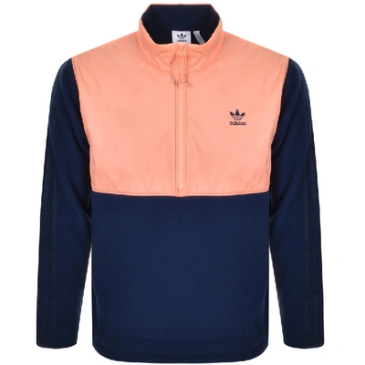Shop Adidas Originals Half Zip Fleece Jacket Navy