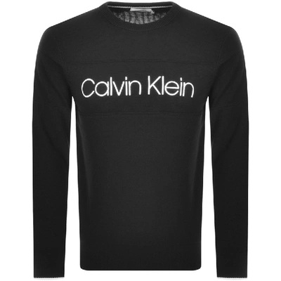 Shop Calvin Klein Logo Knit Sweatshirt Black