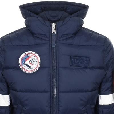 Shop Alpha Industries Hooded Puffer Jacket Navy