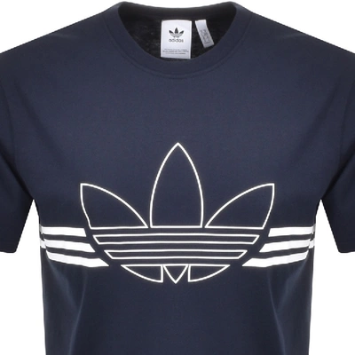 Shop Adidas Originals Trefoil Outline T Shirt Blue In Navy