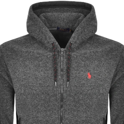 Shop Ralph Lauren Full Zip Fleece Hoodie Grey