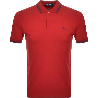 Shop Fred Perry Twin Tipped Polo T Shirt Red