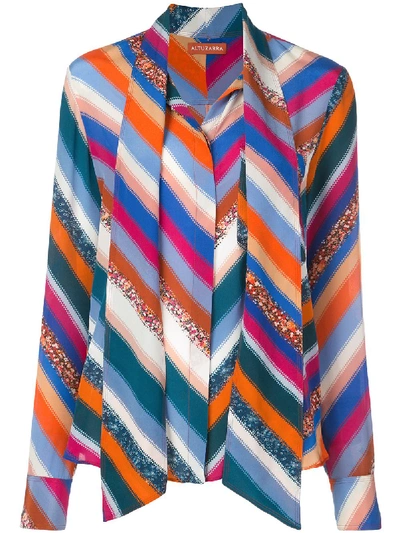 Shop Altuzarra Newberry Chevron-print Blouse In Blue