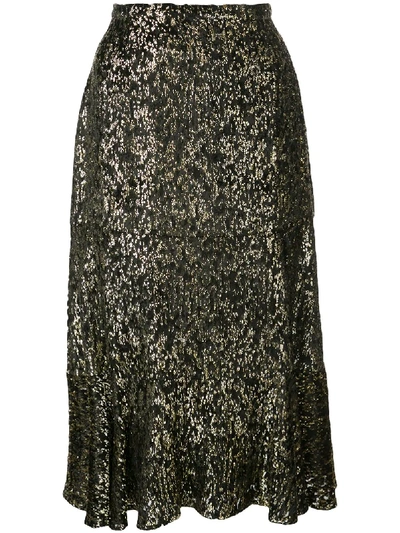 Shop Altuzarra Clementine Ruffled Metallic Skirt In Black