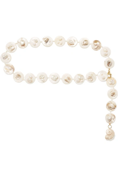 Shop Anita Berisha Gold-tone, Pearl And Shell Belt