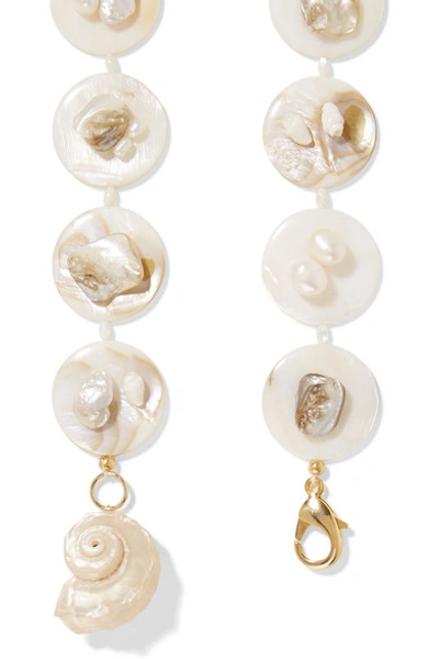 Shop Anita Berisha Gold-tone, Pearl And Shell Belt