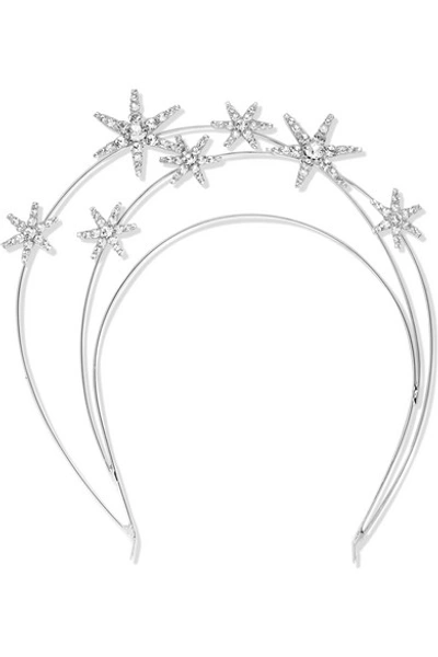 Shop Jennifer Behr Ellerie Crystal-embellished Silver-tone Headband