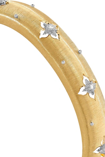 Shop Buccellati Macri Giglio 18-karat Yellow And White Gold Diamond Cuff