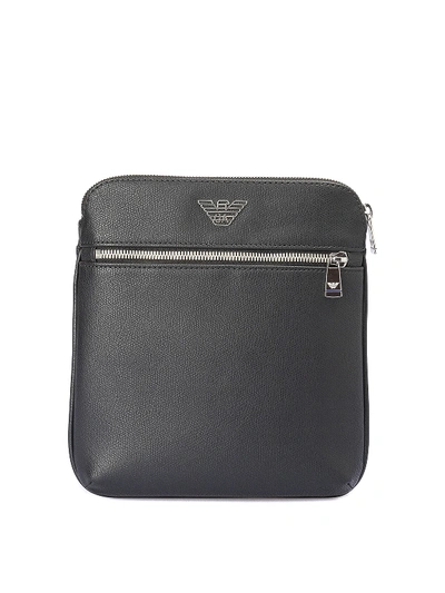 Shop Emporio Armani Faux Leather Small Messenger Bag In Black