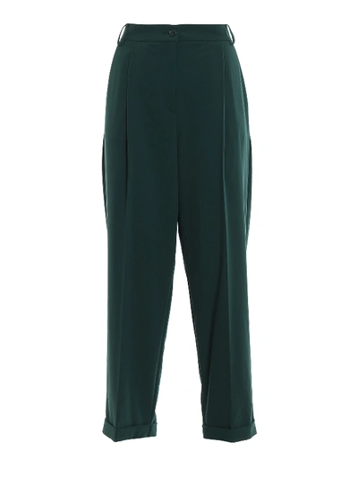 Shop Patrizia Pepe Cady Wide Trousers In Green