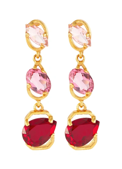 Shop Oscar De La Renta Swarovski Crystal Drop Earrings In Red