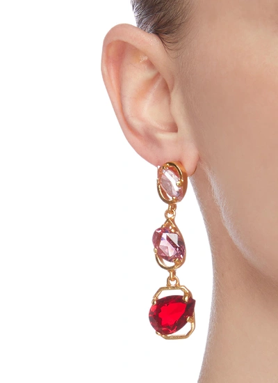 Shop Oscar De La Renta Swarovski Crystal Drop Earrings In Red