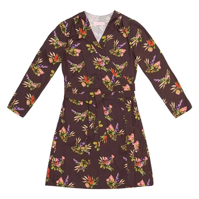 Shop Tomcsanyi Terez Lame Flower Print Wrap Dress In Multicolour