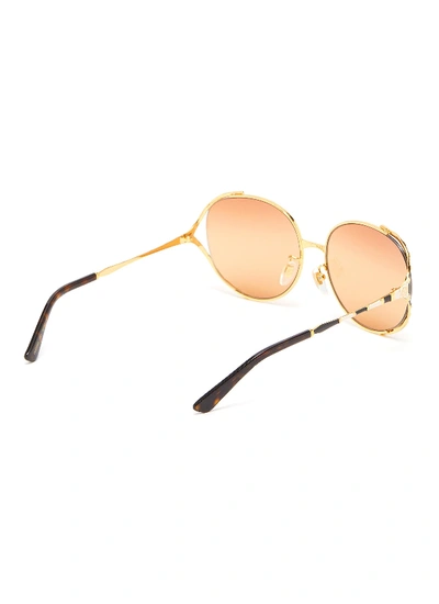 Shop Gucci Large Metal Frame Sunglasses In Orange