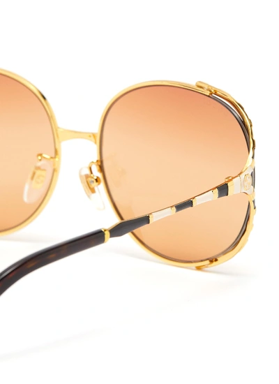 Shop Gucci Large Metal Frame Sunglasses In Orange