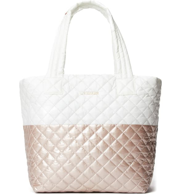 rose gold quilted bag