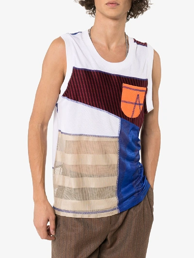 Shop Ahluwalia Mixed Print Logo Vest Top In Blue