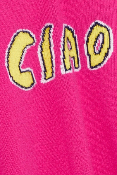 Shop Bella Freud Ciao Intarsia Cashmere Sweater In Pink