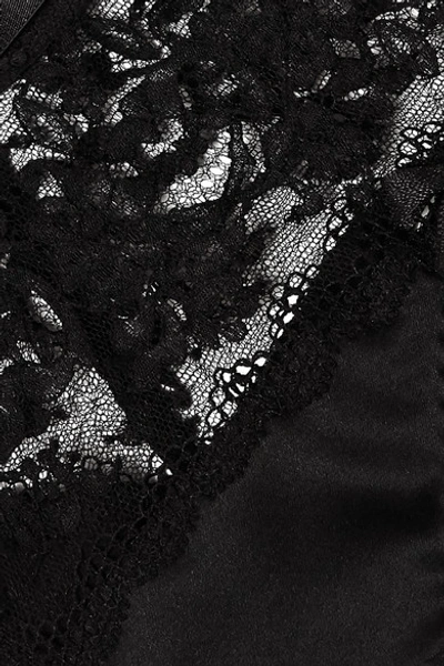 Shop Agent Provocateur Foxi Silk-blend Satin And Leavers Lace Briefs In Black
