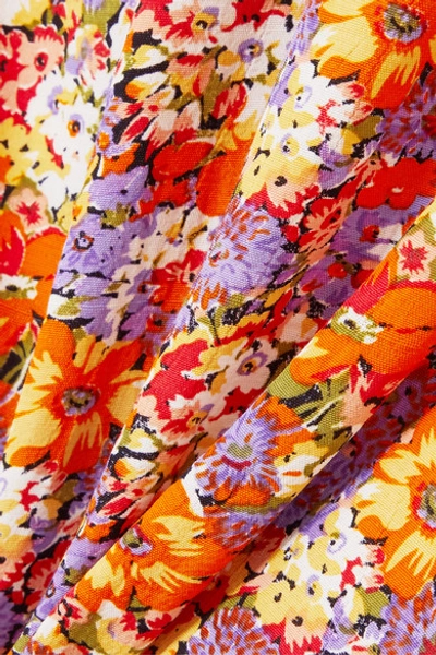 Shop Faithfull The Brand Iris Floral-print Crepe Mini Dress In Orange