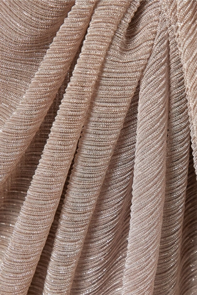 Shop Patbo Wrap-effect Ombré Lurex Mini Dress In Taupe