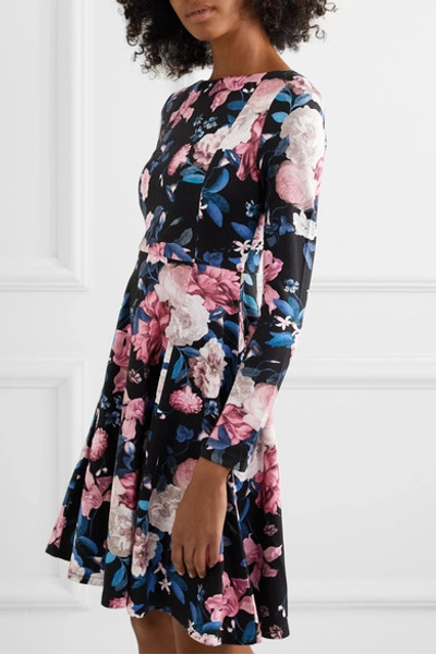 Shop Erdem Martine Floral-print Stretch-ponte Dress In Pink