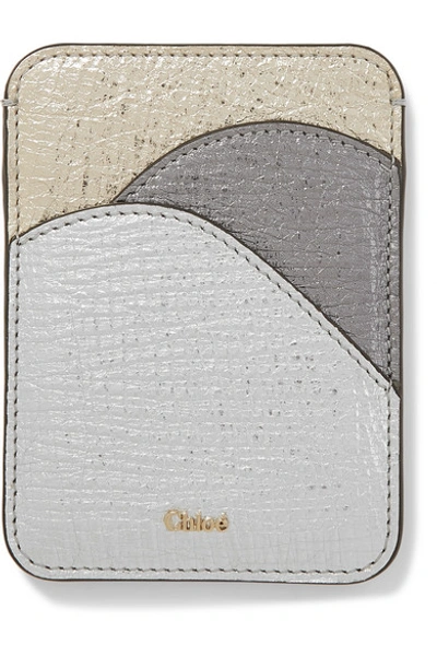 Shop Chloé Walden Color-block Metallic Textured-leather Cardholder