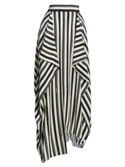 Shop Loewe Stripe Maxi Skirt In Ecru Black