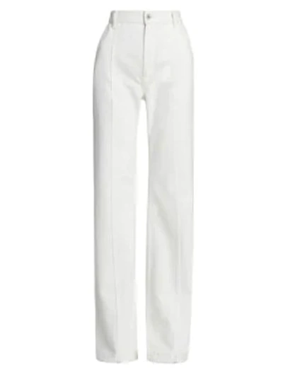 Shop Loewe High-rise Wide-leg Jeans In White