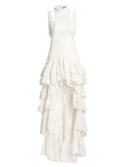 Shop Alexis Varenna Lace Ruffle Gown In White