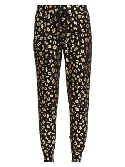 Shop Terez Cheetah Foil-print Joggers In Black Cheetah Foil