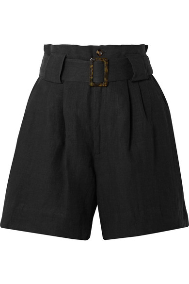 womens black paperbag shorts