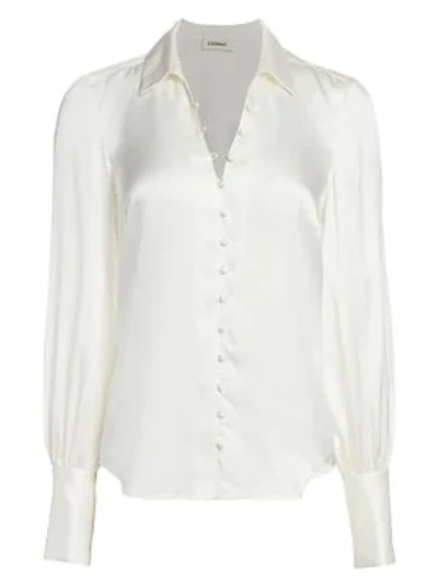 Shop L Agence Naomi Silk Charmeuse Blouse In Ivory