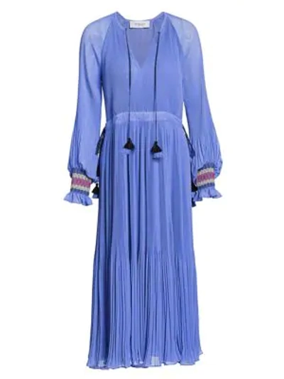 Shop Derek Lam 10 Crosby Nemea Pleated Midi Dress In Deep Periwinkle