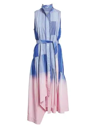Shop Derek Lam 10 Crosby Neroia Dip-dye Maxi Dress In Blue Pink