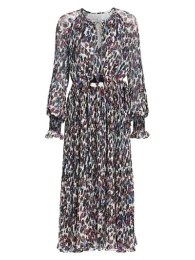 Shop Derek Lam 10 Crosby Nemea Floral Pleated Dress In Ecru