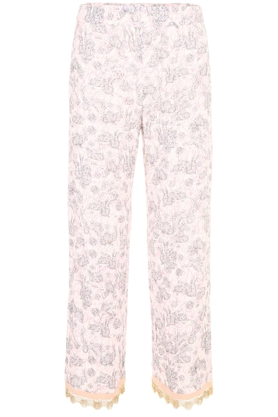 Shop Prada Rabbit Lightweight Sanded Trousers In Grey,white,pink