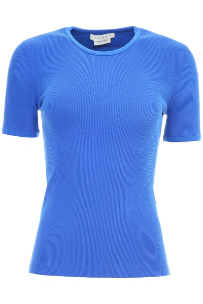 Shop Alyx Ribbed Cotton T-shirt In Blue