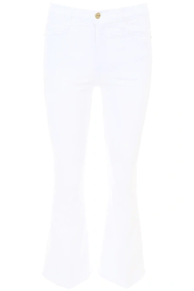 Shop Frame Le Crop Flare Jeans In White