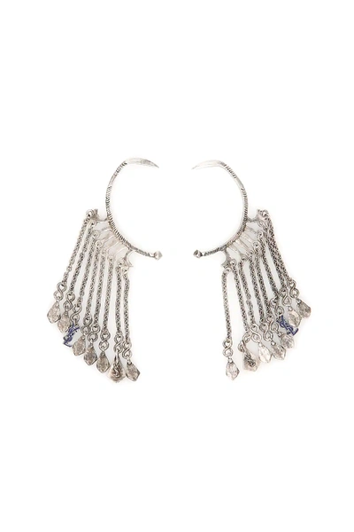 Shop Saint Laurent Marrakech Ear Cuffs In Silver,blue