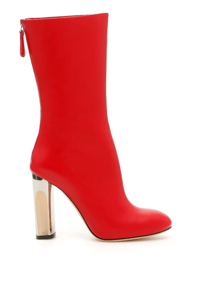 Shop Alexander Mcqueen Leather Boots In Red