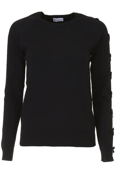 Shop Red Valentino Knit Top With Bows In Black