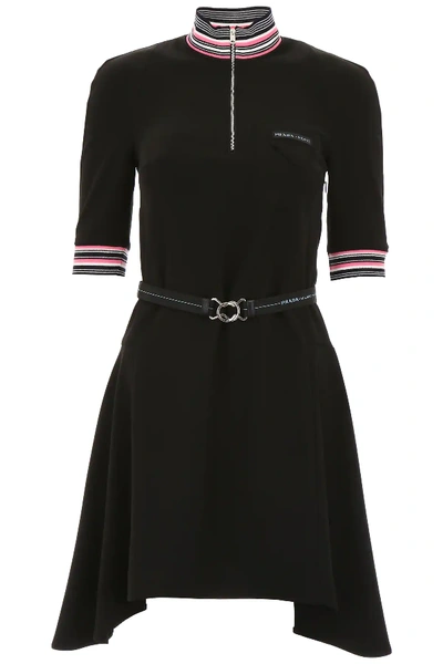 Shop Prada Short Dress In Black,pink,white
