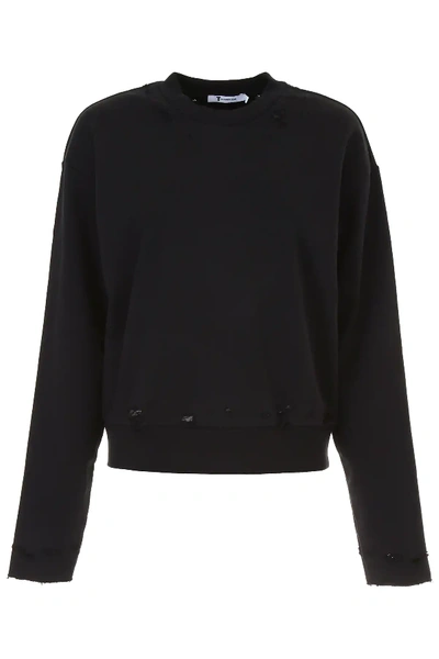 Shop Alexander Wang T Distressed French Terry Sweatshirt In Black