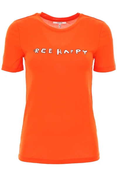 Shop Ganni Linfield T-shirt In Orange