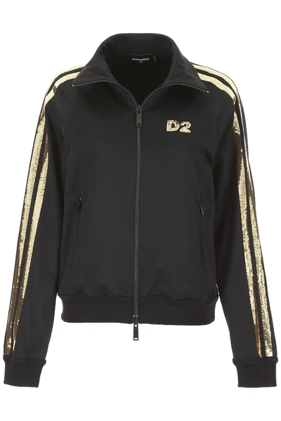 Shop Dsquared2 Track Jacket With Sequins In Black