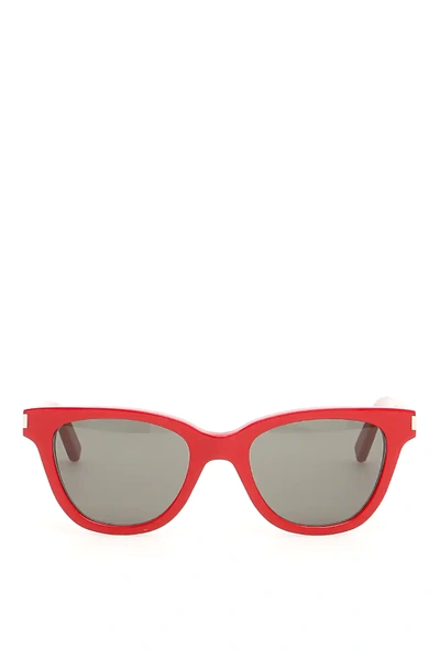 Shop Saint Laurent Classic 51 Small Sunglasses In Red,grey